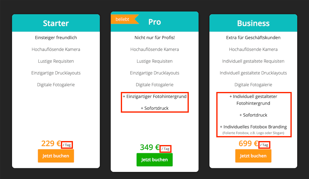 Improved pricing section on homepage